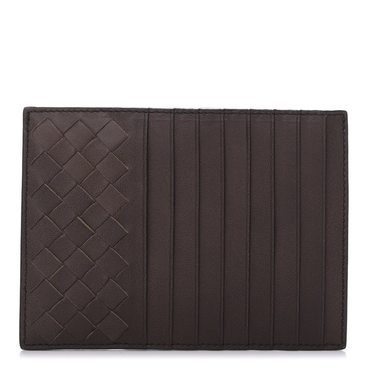 Calfskin Intrecciato Card Case Fondente