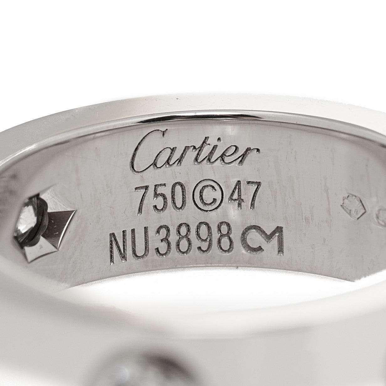 Cartier 18K White Gold 3 Diamond 5.5mm LOVE Ring 47 4 3 of 4
