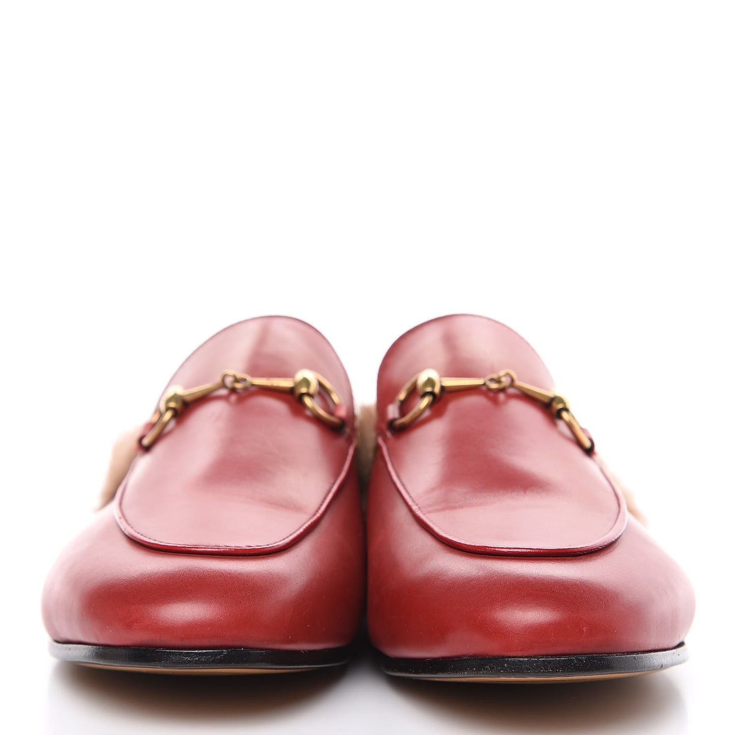 Betis Glamour Calfskin Fur Womens Princetown Slippers 38 Hibiscus Red Naturale