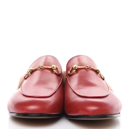 Gucci Betis Glamour Calfskin Fur Womens Princetown Slippers 38 Hibiscus Red Naturale 2 of 12