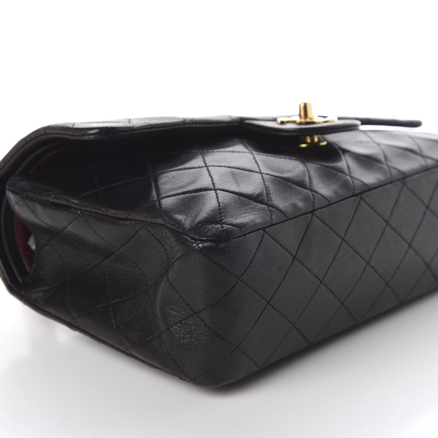 Lambskin Quilted Medium Double Flap Black