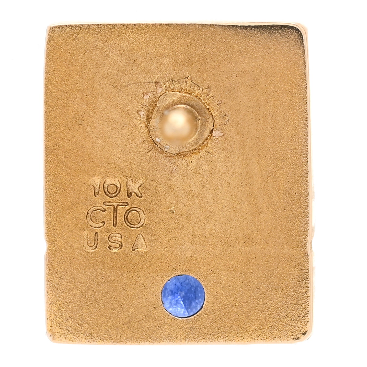 Louis Vuitton 10K Yellow Gold Blue Sapphire Employee Pin 4 of 4