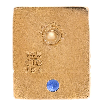 Louis Vuitton 10K Yellow Gold Blue Sapphire Employee Pin 4 of 4