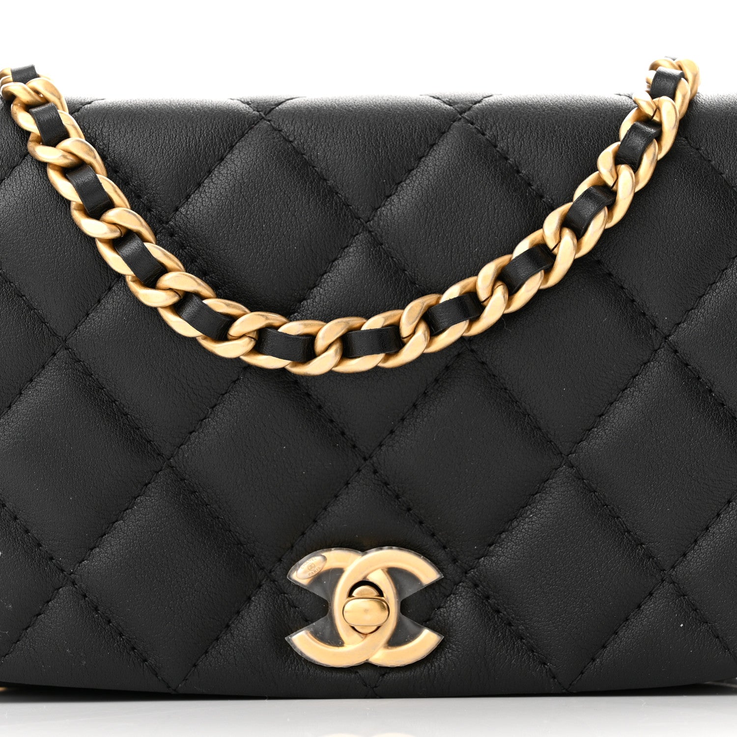 Chanel Calfskin Quilted Coco Mail Clutch With Chain Black 10 of 12