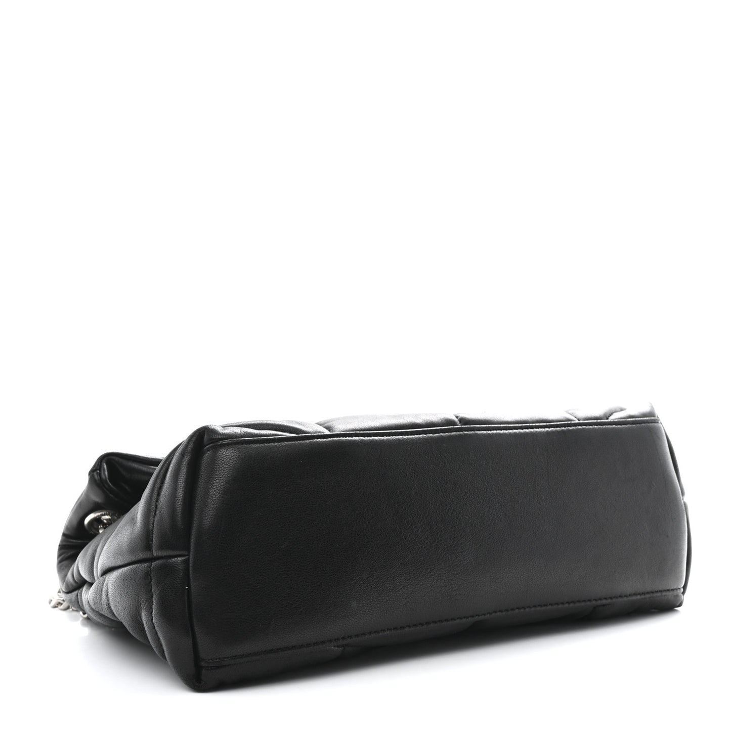 Lambskin Quilted Small Loulou Puffer Monogram Chain Satchel Black