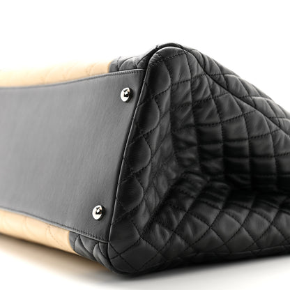 Chanel Lambskin Quilted Large CC Shopping Tote Black Rose Clair 10 of 12