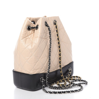 Chanel Aged Calfskin Quilted Small Gabrielle Backpack Beige Black 2 of 10