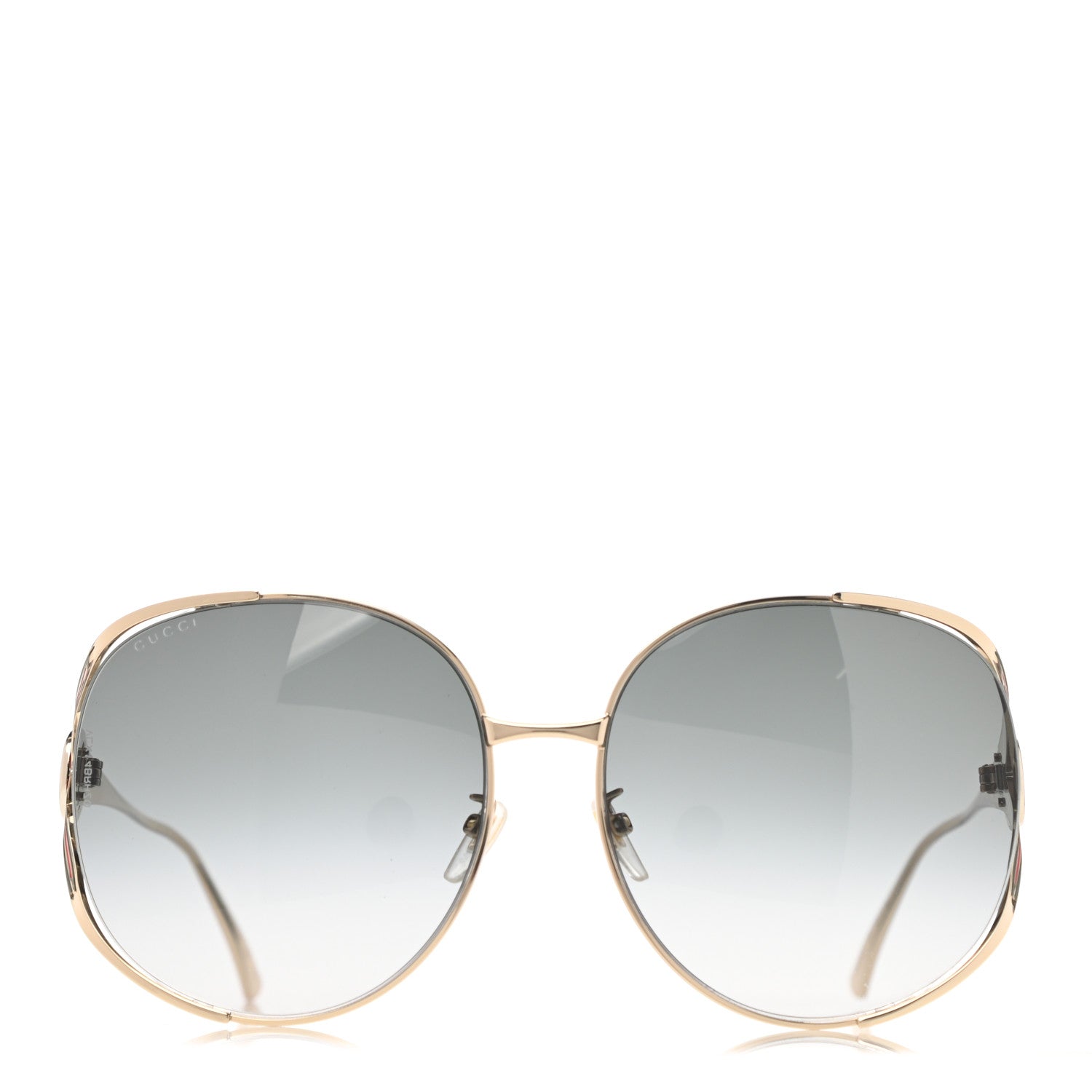 Gucci Metal Oversized Round Frame GG0225S Sunglasses Gold 2 of 8