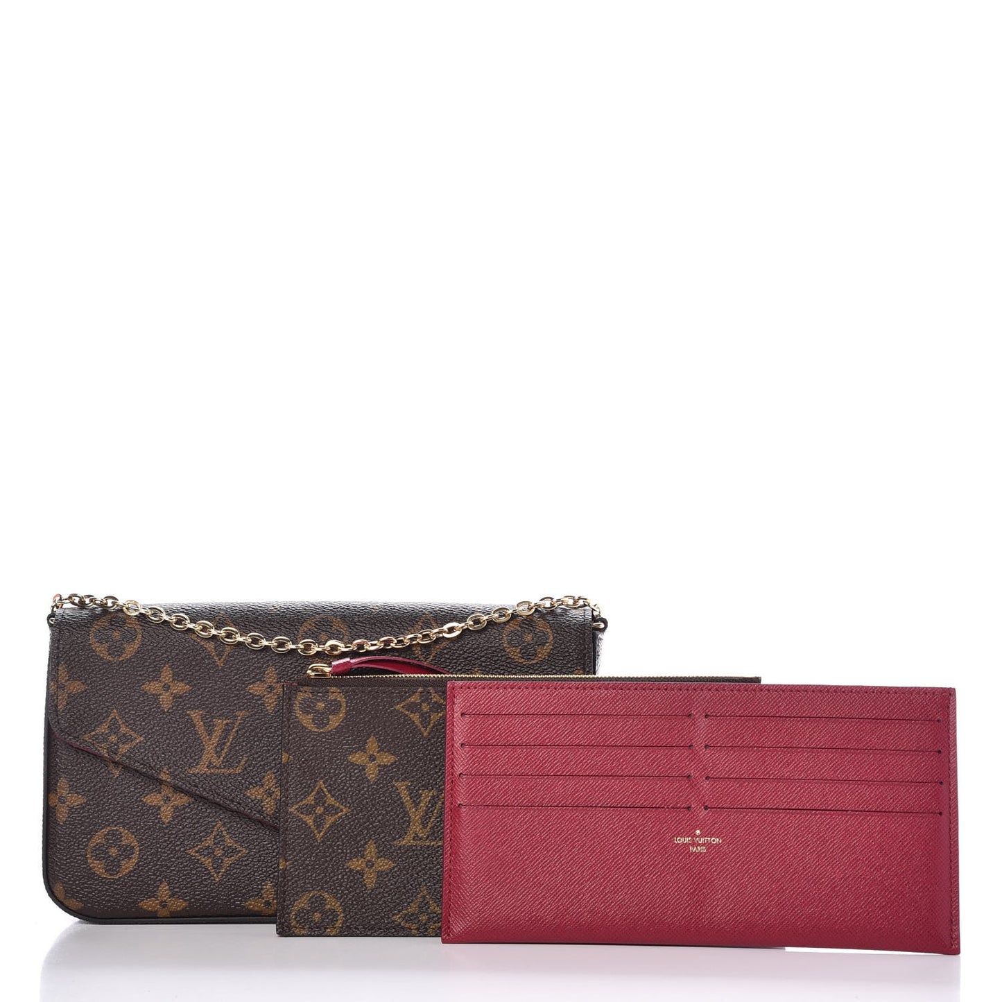 Monogram Pochette Felicie Chain Wallet Fuchsia