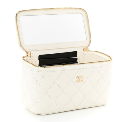 Chanel Caviar Quilted Small Vanity Case With Chain White 5 of 12