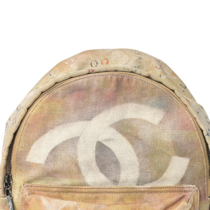 Chanel Graffiti Printed Canvas Medium Backpack Beige 8 of 10