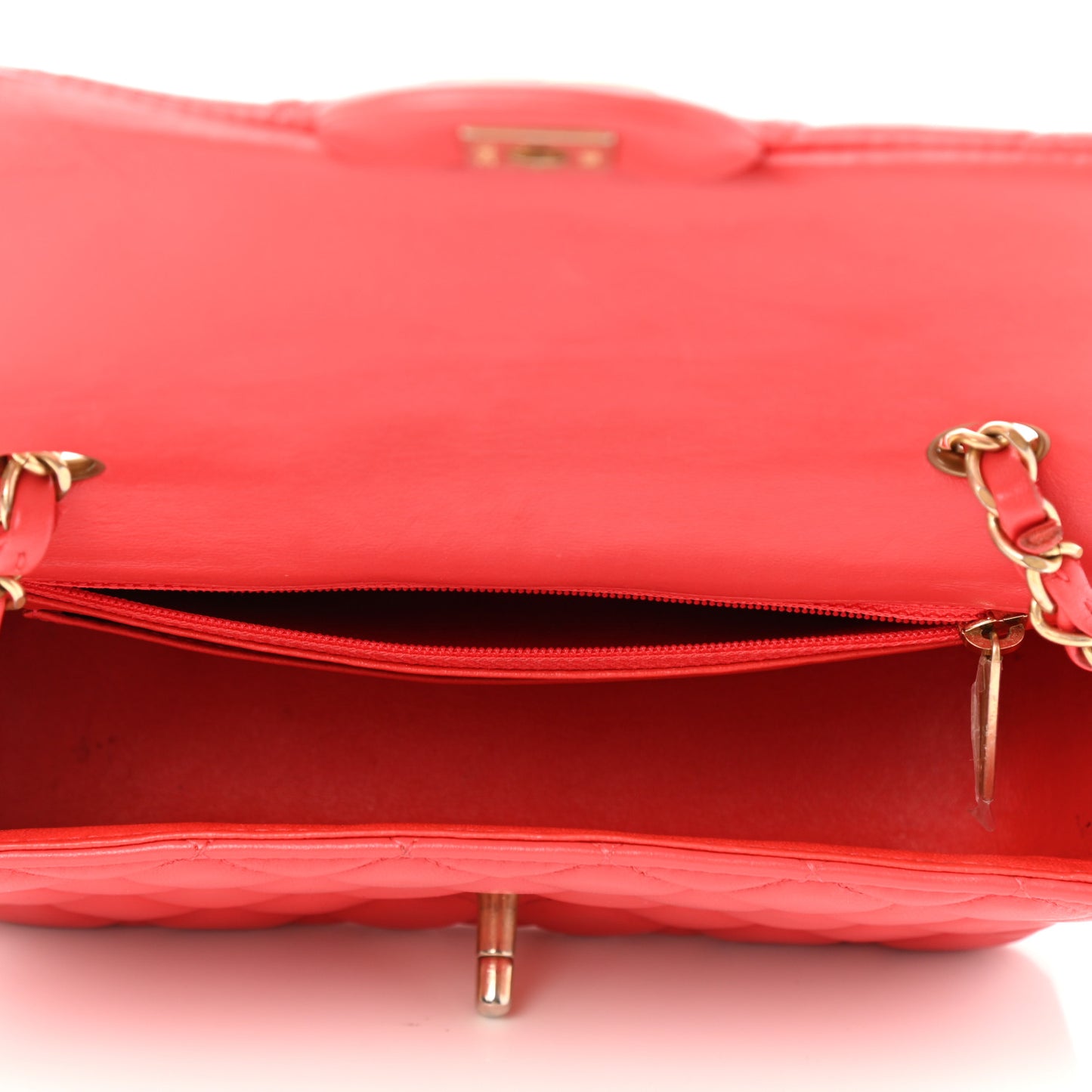 Lambskin Quilted Mini Rectangular Flap Red
