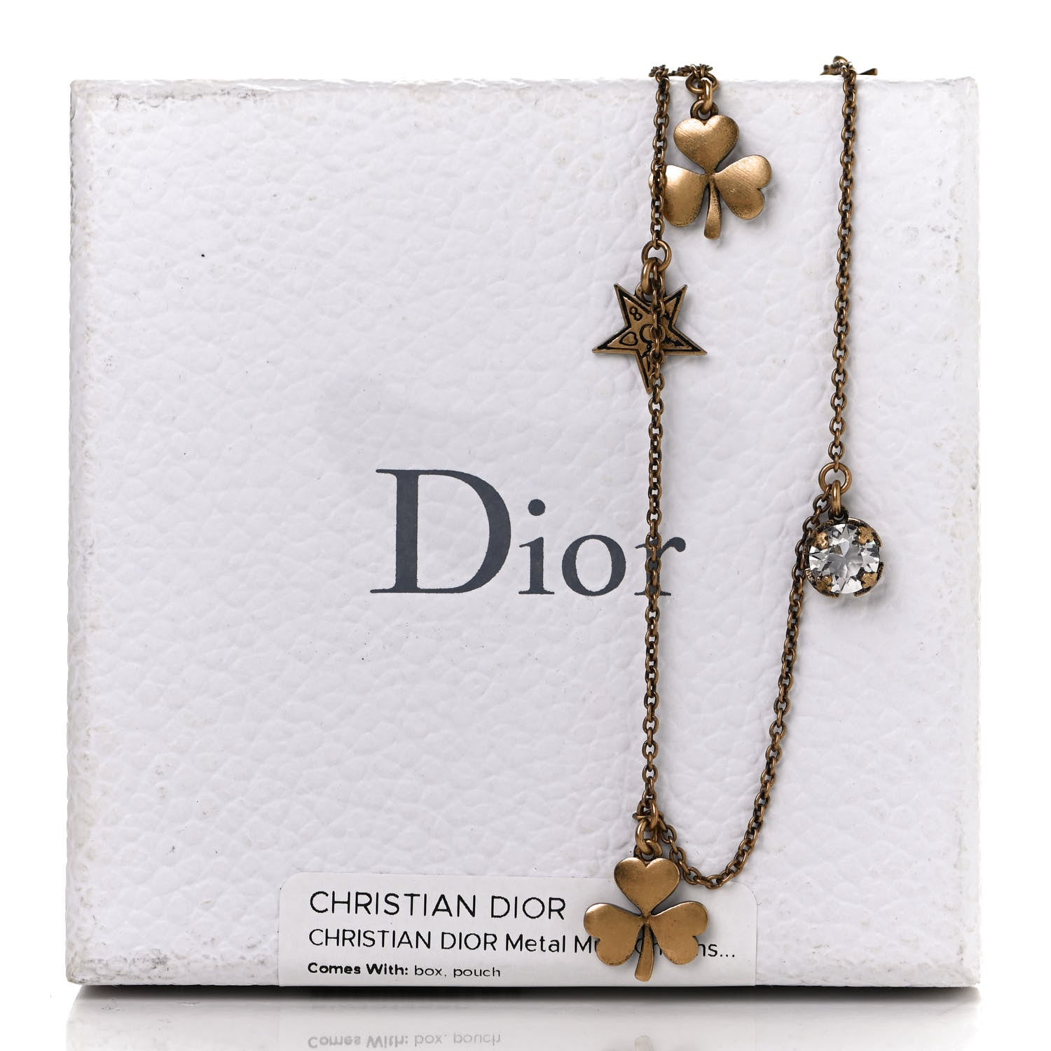 Christian Dior Metal Multi Charms Long Necklace Aged Gold 7 of 7