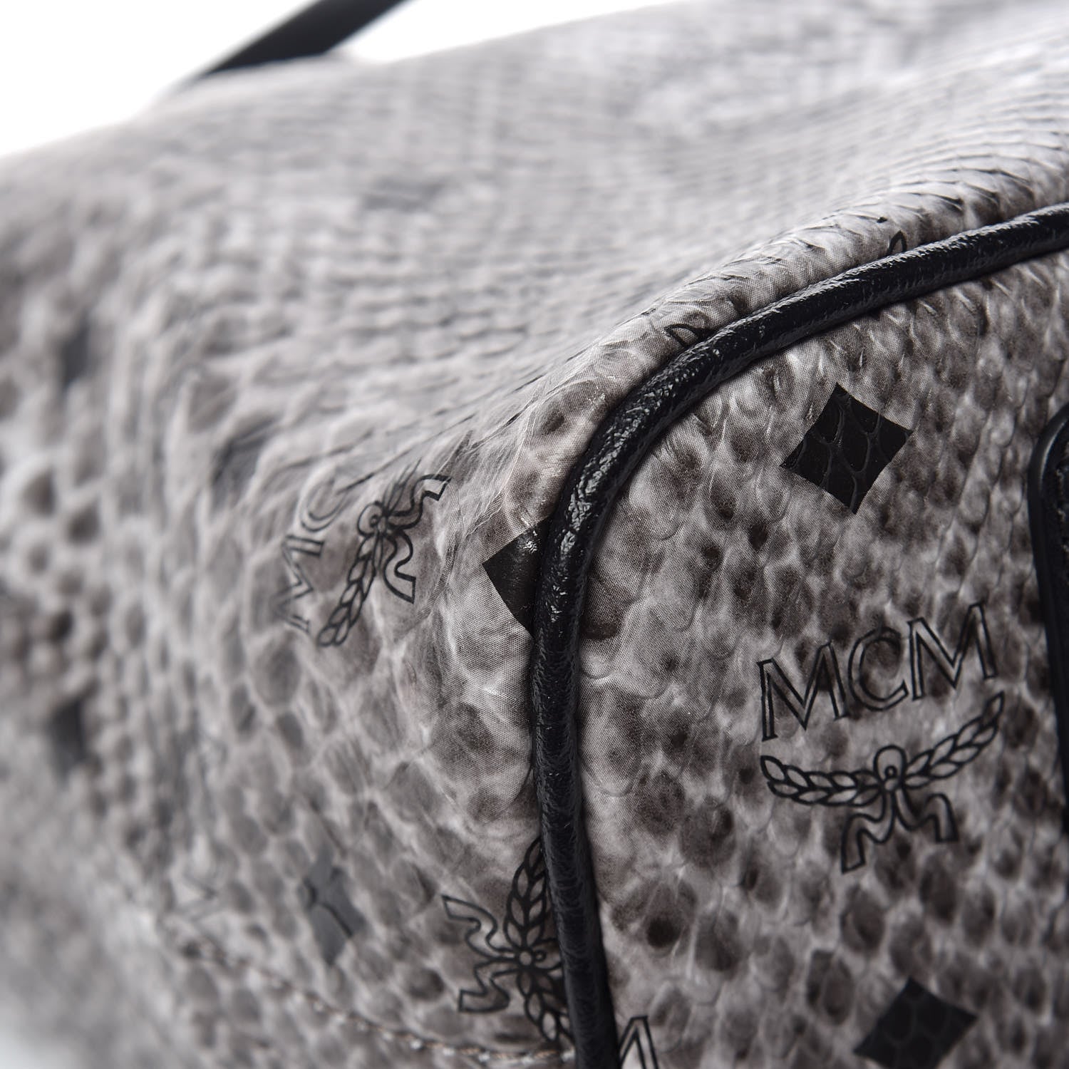 MCM Visetos Snakeskin Embossed Medium Shopper Tote Grey 12 of 16