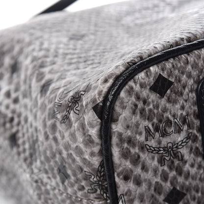 MCM Visetos Snakeskin Embossed Medium Shopper Tote Grey 12 of 16