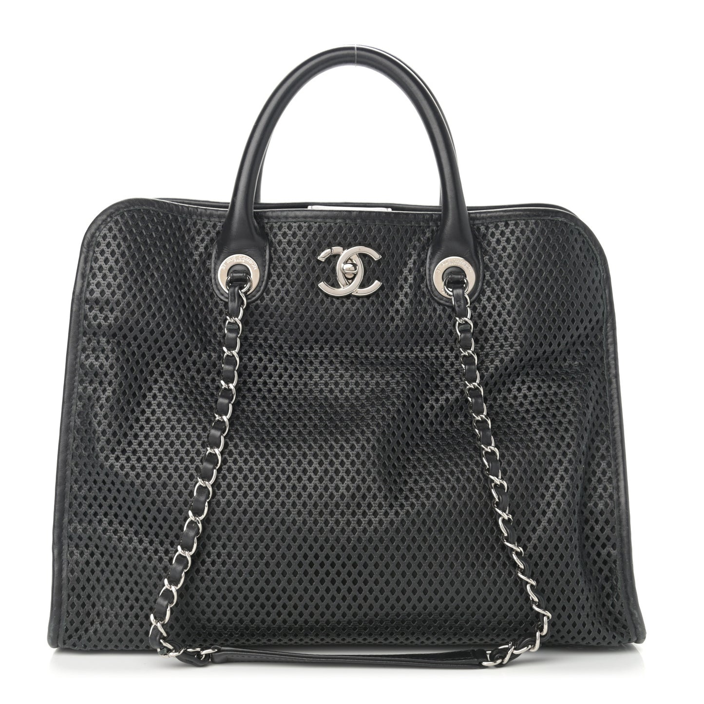 Calfskin Perforated Up In The Air Tote Black