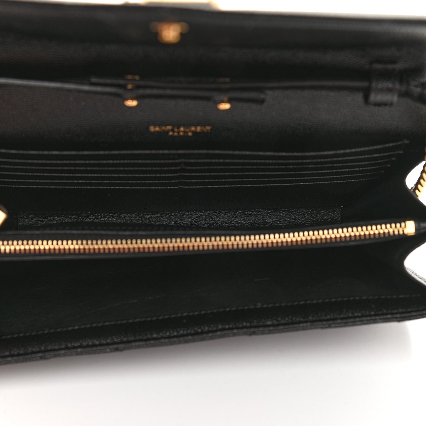 Grain De Poudre Matelasse Chevron Monogram Chain Wallet Black
