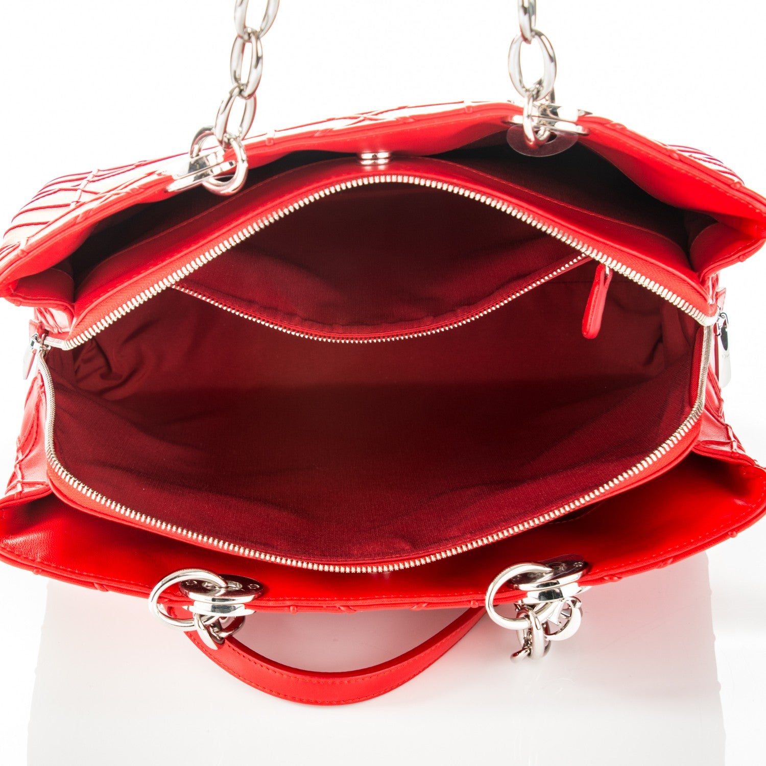 Christian Dior Lambskin Cannage Large Dior Soft Tote Red 5 of 9