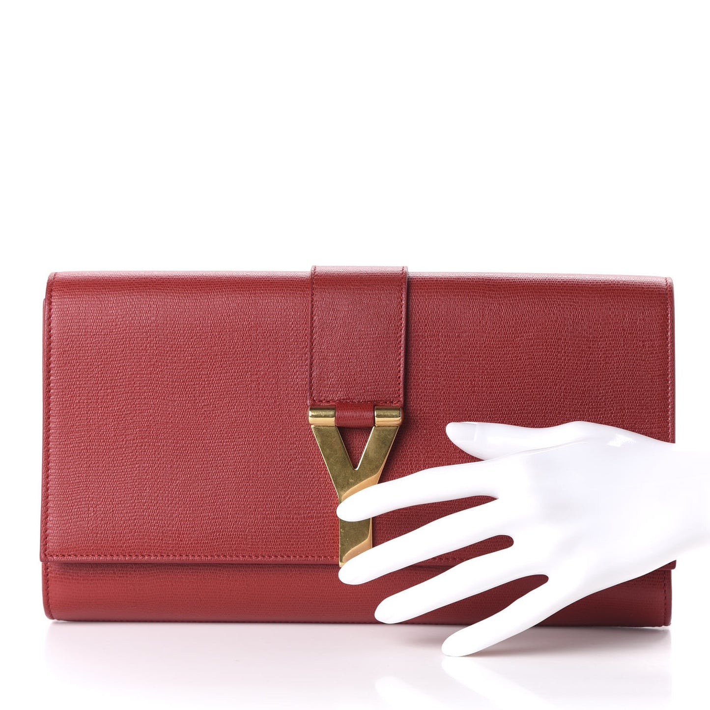 Textured Calfskin Classic Y Ligne Clutch Red