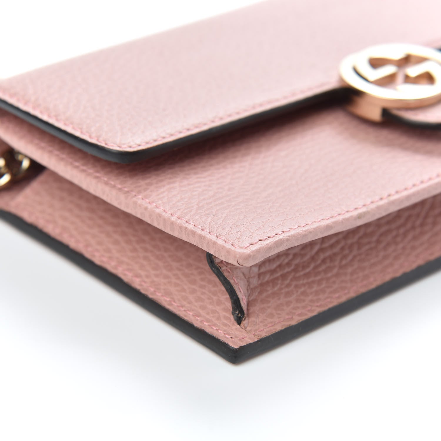 Gucci Dollar Calfskin Interlocking G Chain Wallet Soft Pink 7 of 9