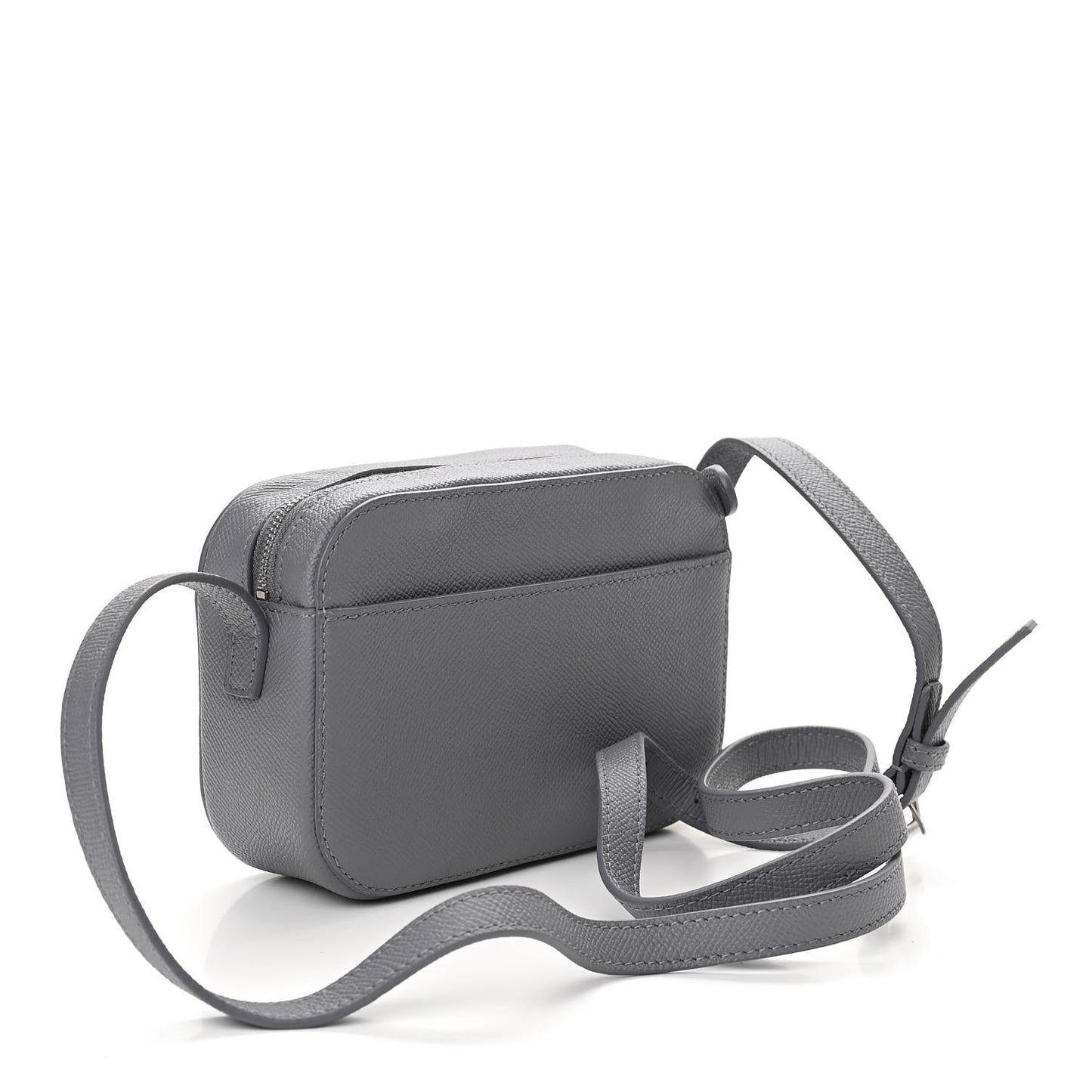 Grained Calfskin Logo XS Ville Camera Bag Gris Perle Fonce White