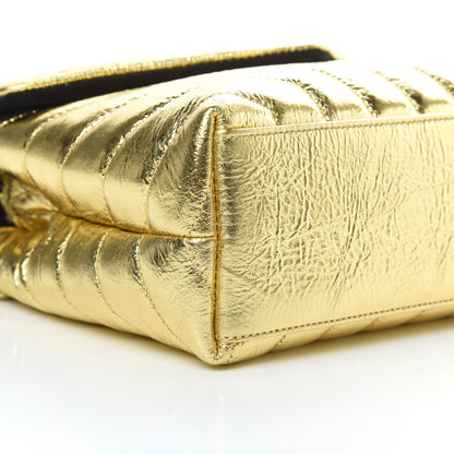 Saint Laurent Metallic Calfskin Y Quilted Small Loulou Monogram Chain Satchel Gold 9 of 11