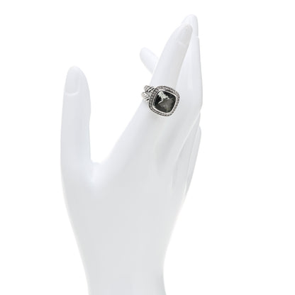 David Yurman Sterling Silver Diamond Prasiolite 11mm Albion Ring 52 6 2 of 5