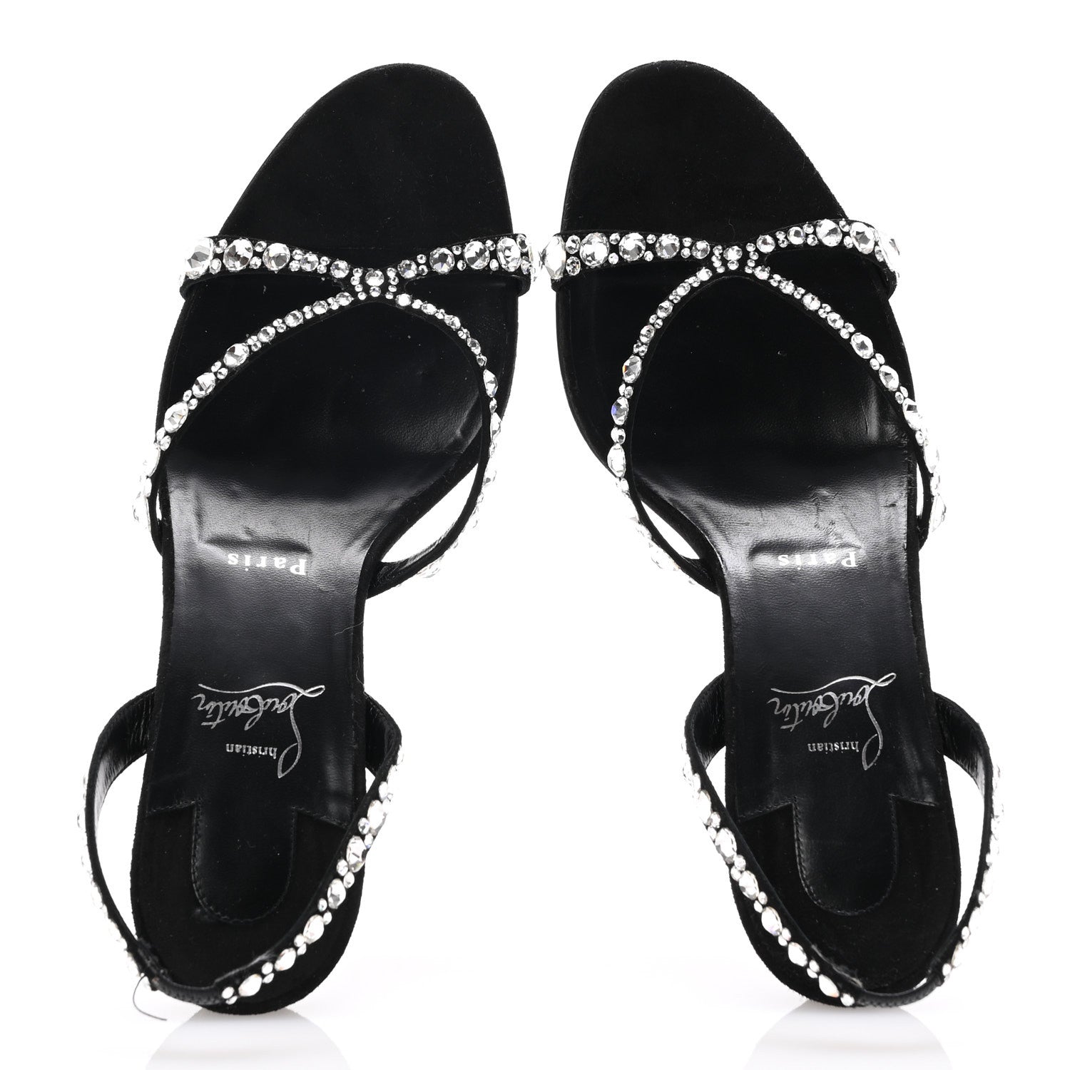Christian Louboutin Veau Velours Strass Emilie 85 Sandals 41  Black 2 of 11