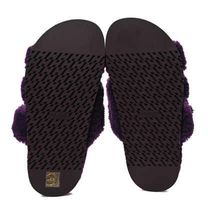 Hermes Woolskin Womens Chypre Sandals 37.5 Violet Fonce 5 of 7