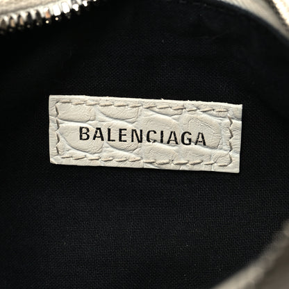 Balenciaga Extra Supple Calfskin Crocodile Embossed Le Cagole Shoulder Bag XS White 8 of 15