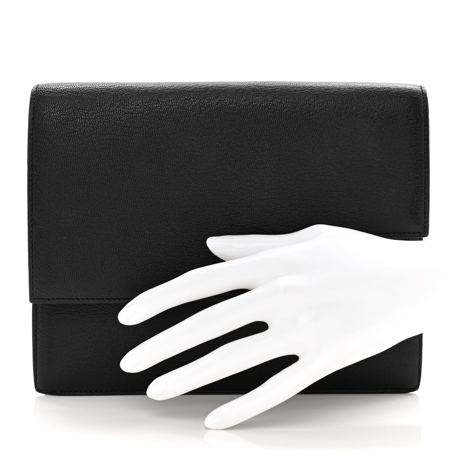 Hermes Chevre Mysore Verrou Clutch Black 2 of 14