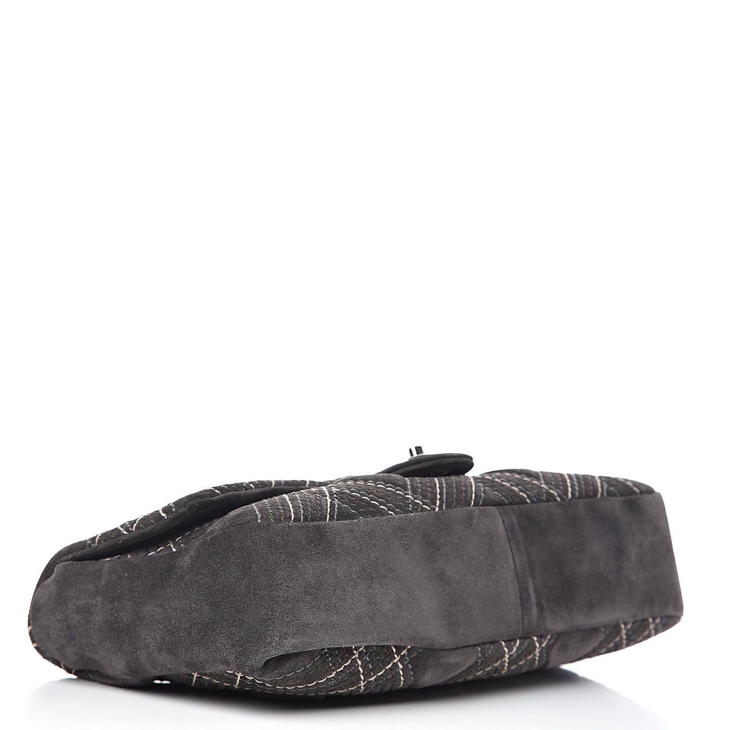 Suede Stitched Jumbo Saltire Single Flap Grey