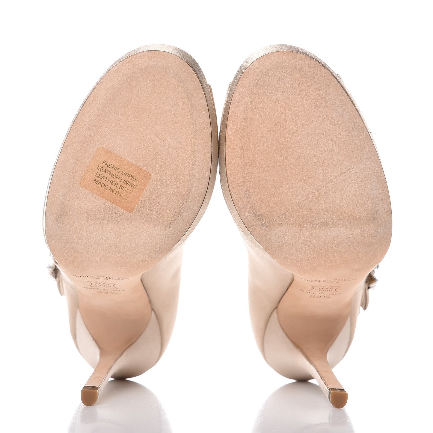 Satin Crystal Bow Grant Peep Toe Pumps 39.5 Beige
