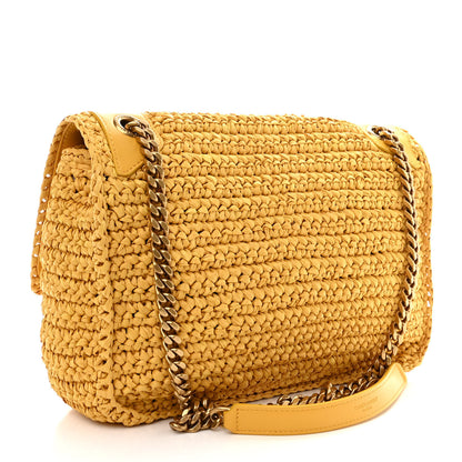 Saint Laurent Raffia Calfskin Monogram Medium Niki Chain Satchel Wheat 3 of 12
