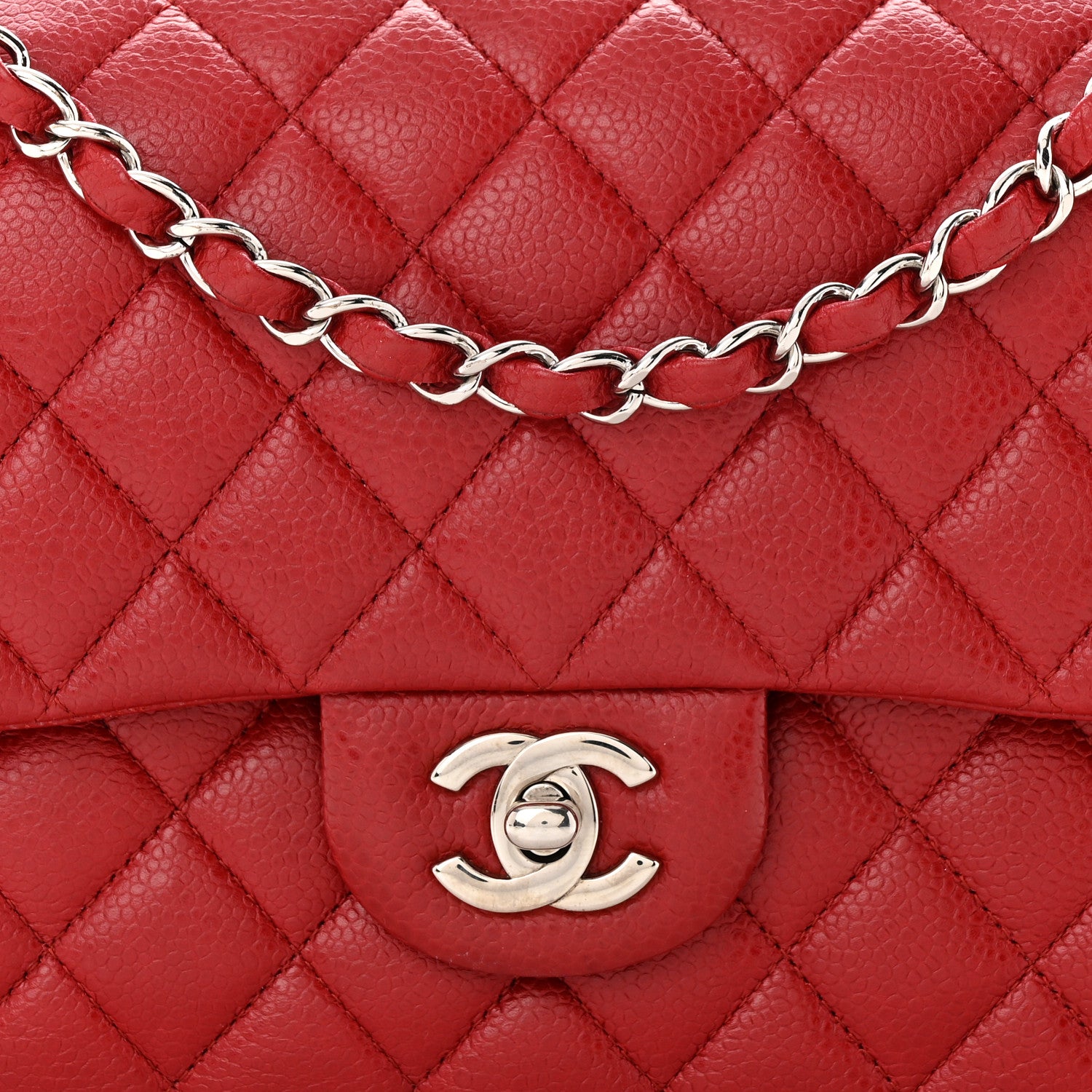 Chanel Caviar Quilted Medium Double Flap Red 8 of 10