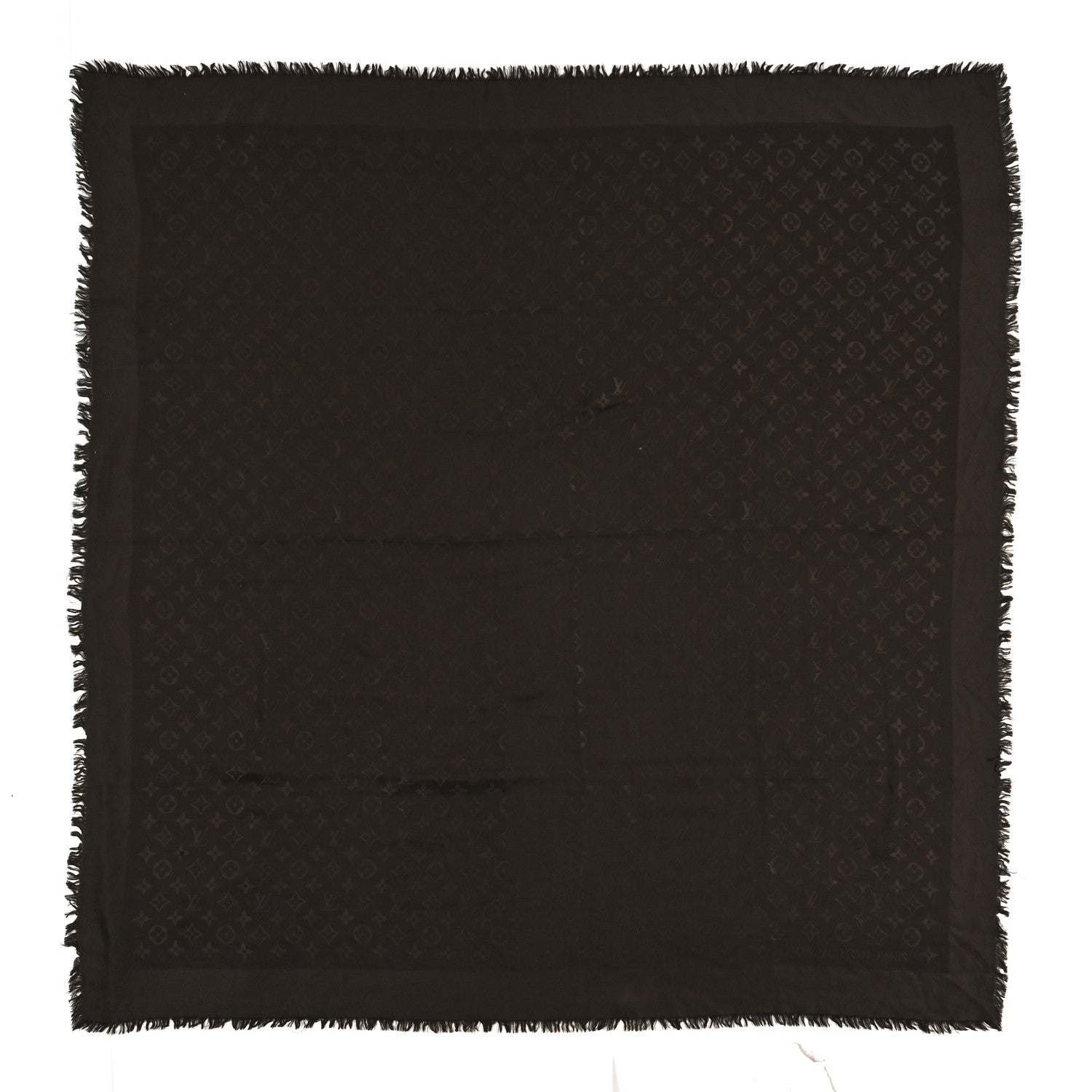 Louis Vuitton Silk Wool Monogram Denim Shawl Chocolate 1 of 4