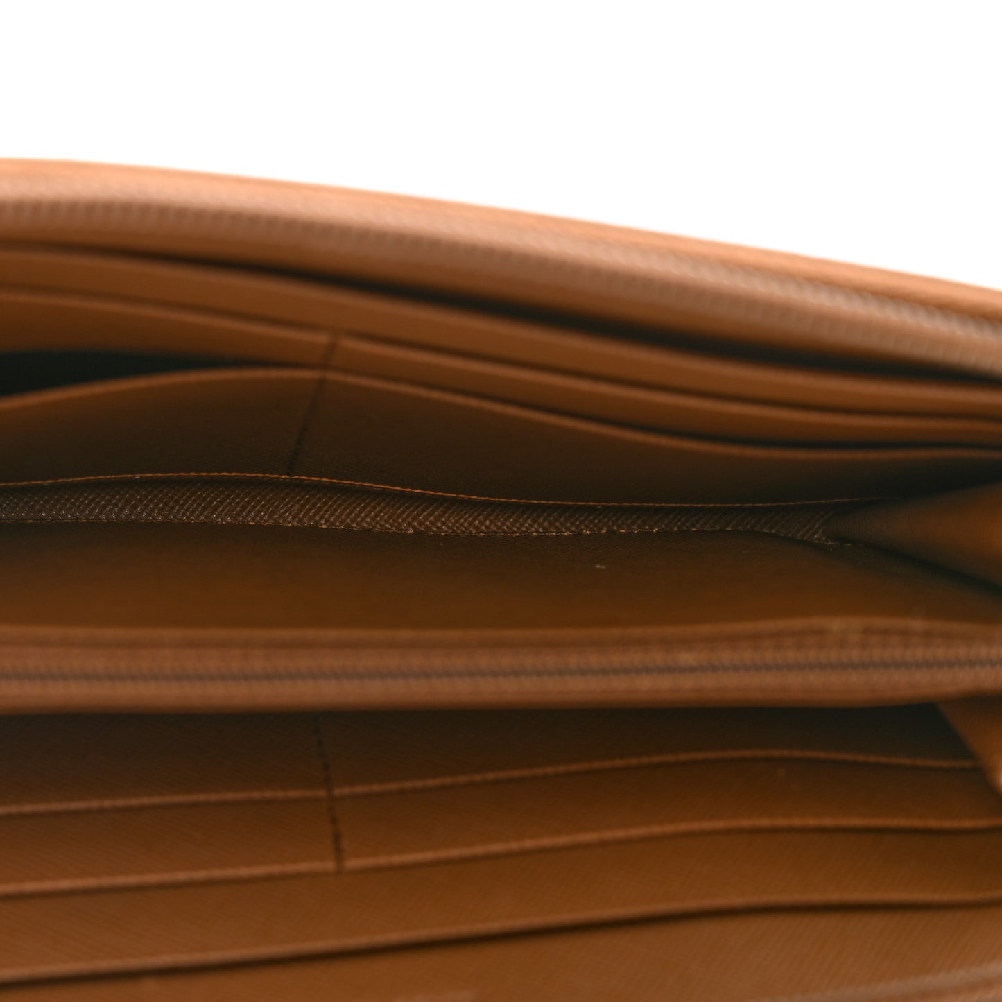 Saffiano Triangle Zip Around Wallet Caramel