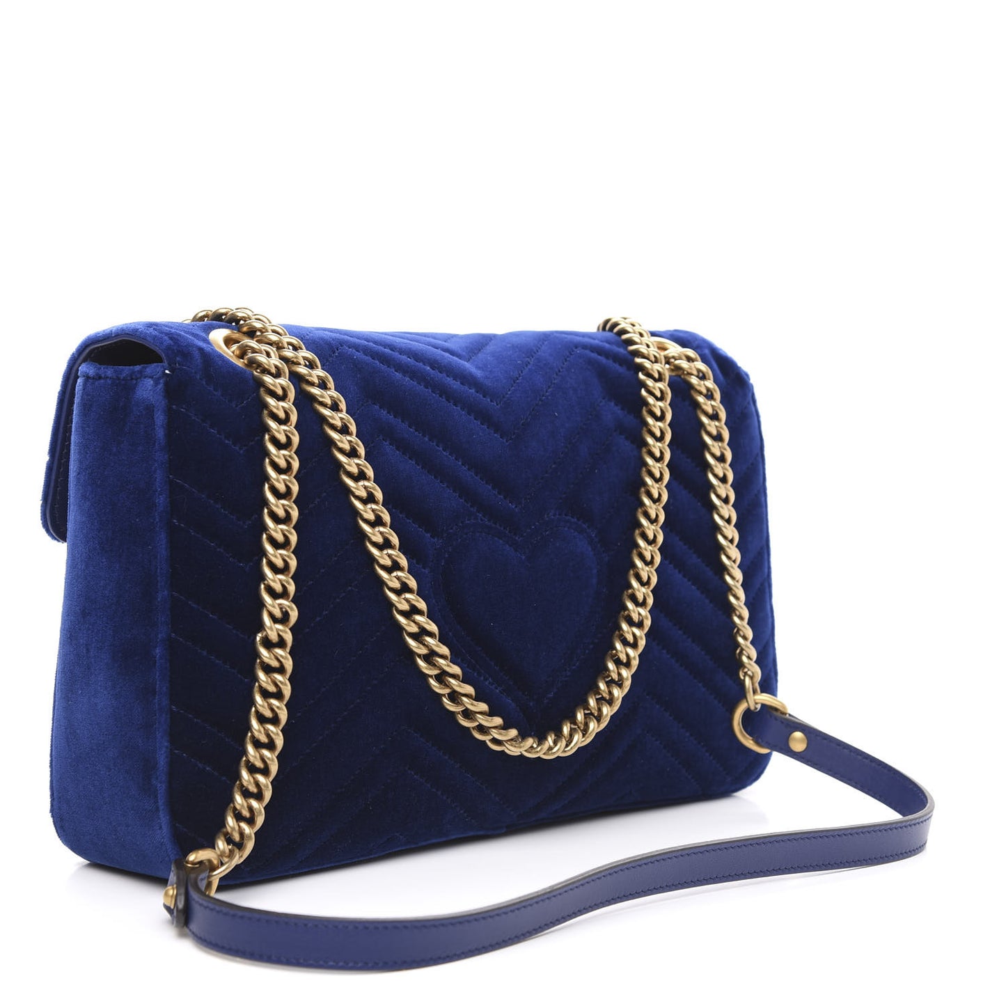 Velvet Matelasse Medium GG Marmont Shoulder Bag Cobalt Blue