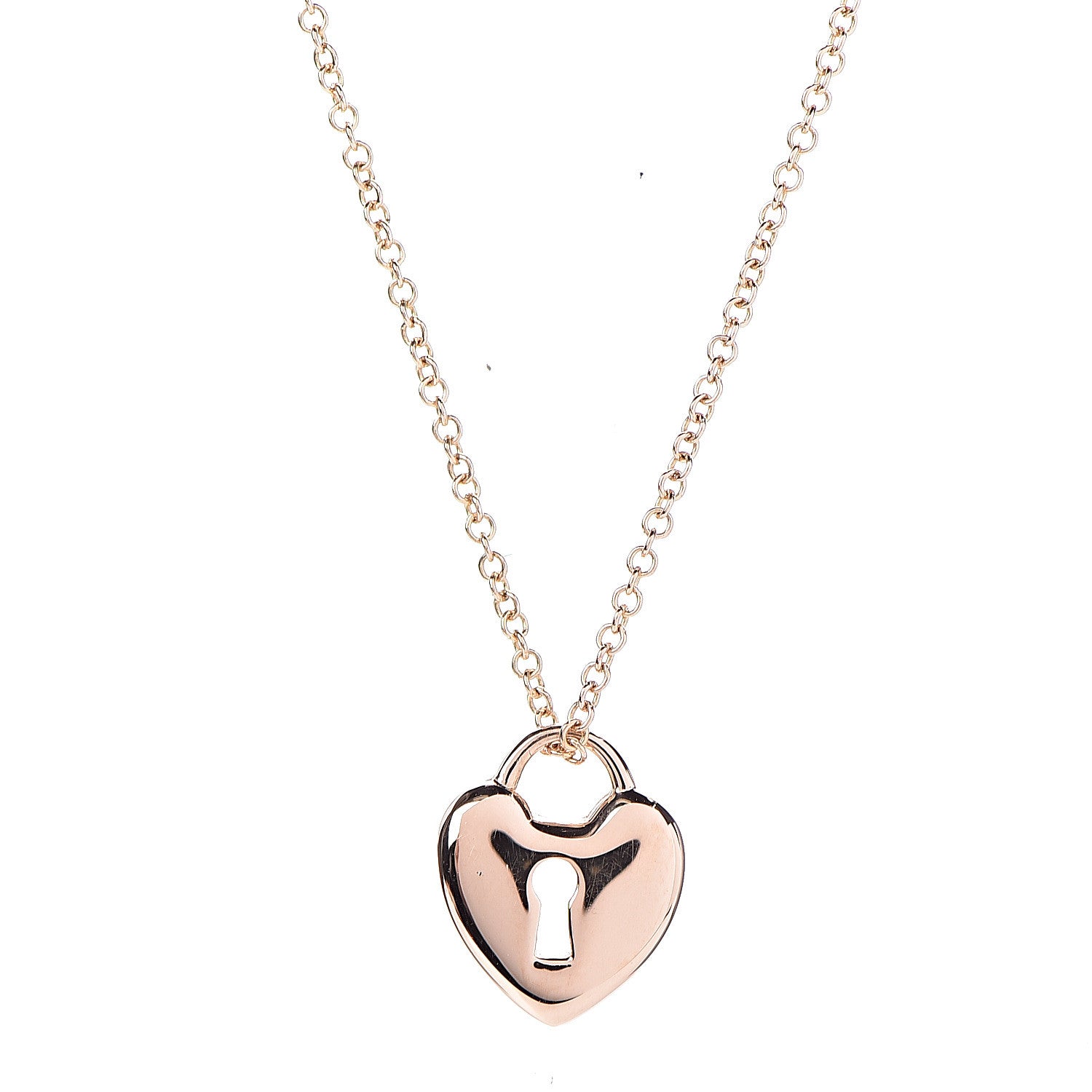 Tiffany 18K Rose Gold Mini Heart Lock Pendant Necklace 4 of 7