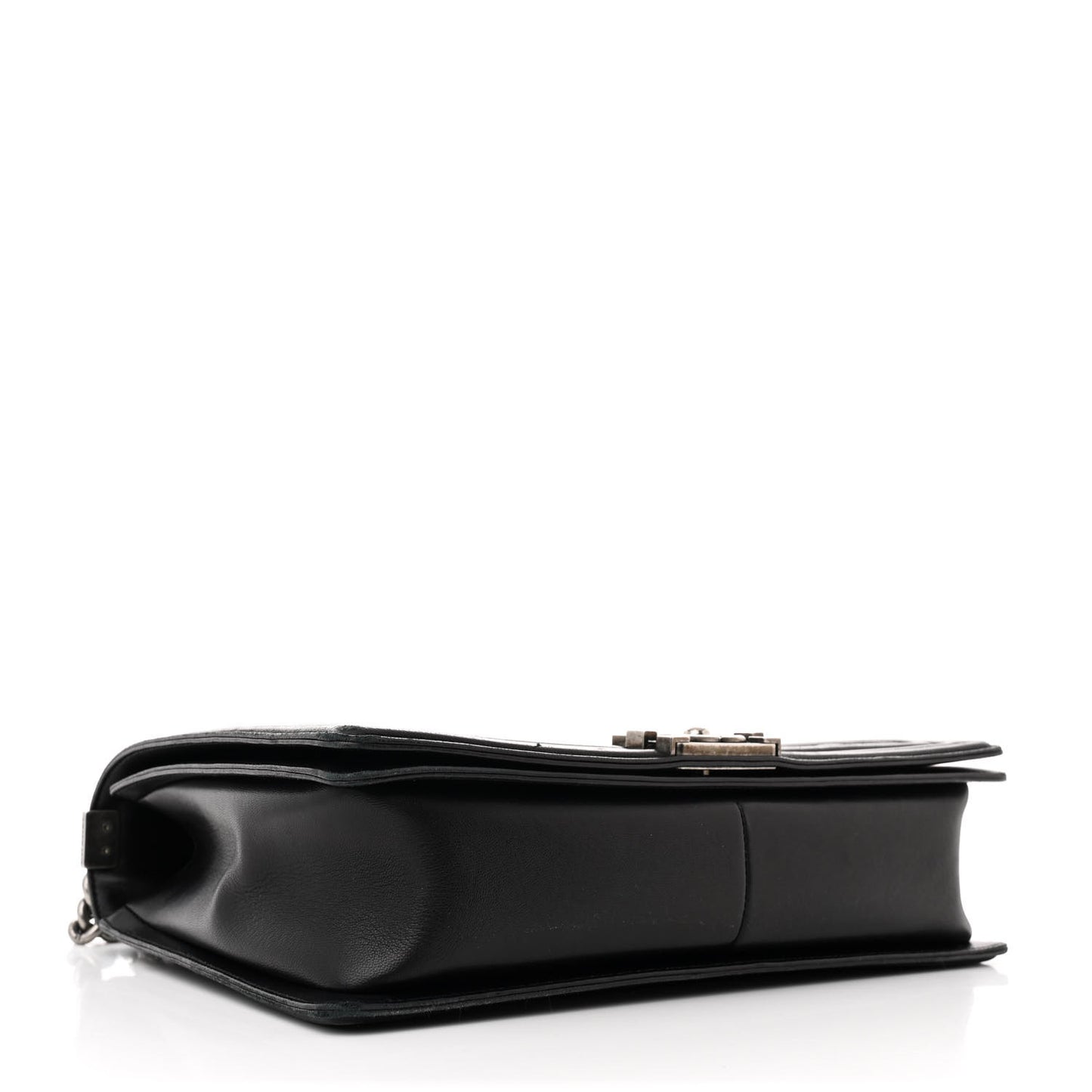 Lambskin Quilted Large Boy Flap Black