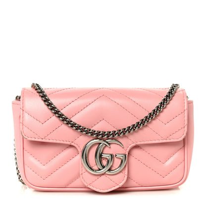 Gucci Calfskin Matelasse Super Mini GG Marmont Shoulder Bag Wild Rose 1 of 10