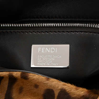 Fendi Calf Hair Vitello Jaguar Print Baguette Re Edition 26424 Moro Natural 6 of 11