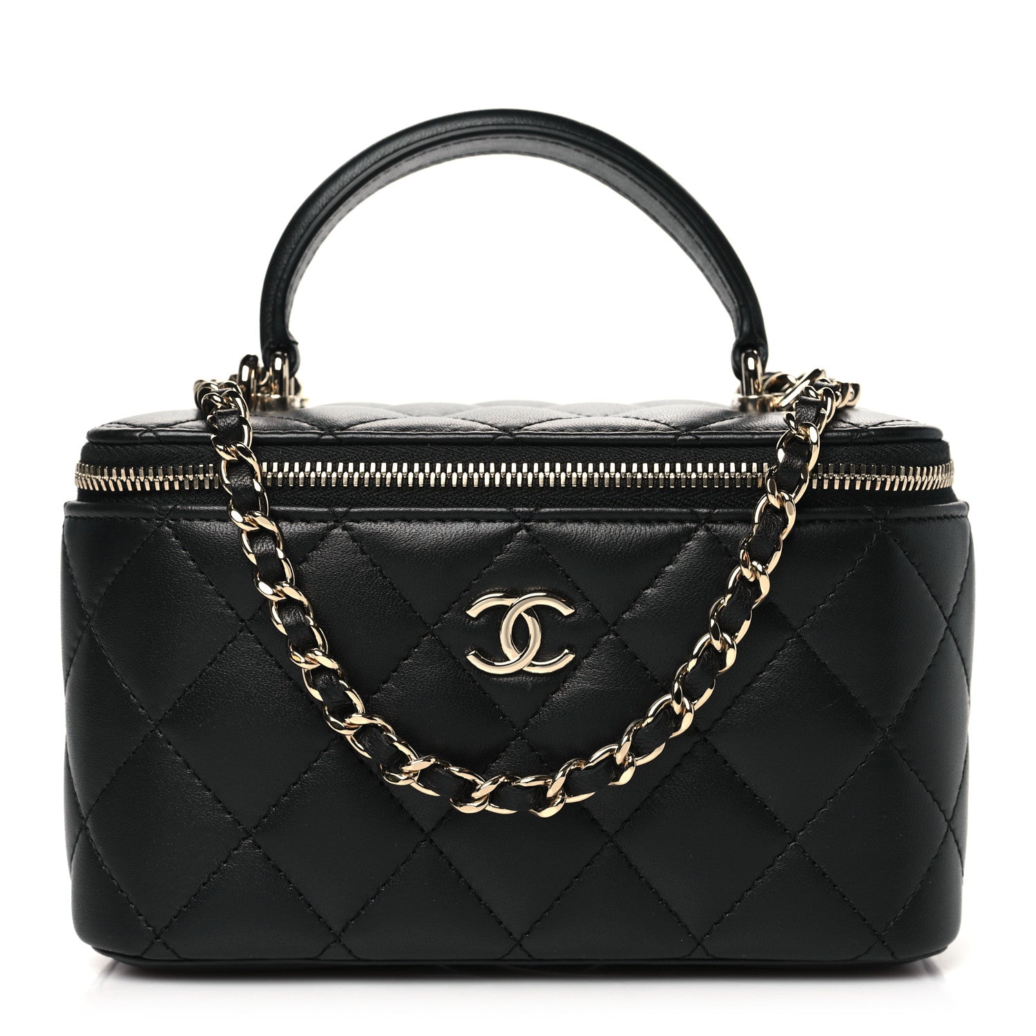 Chanel Lambskin Quilted Small Top Handle Vanity Case With Chain Black 1 of 10