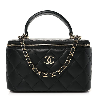 Chanel Lambskin Quilted Small Top Handle Vanity Case With Chain Black 1 of 10