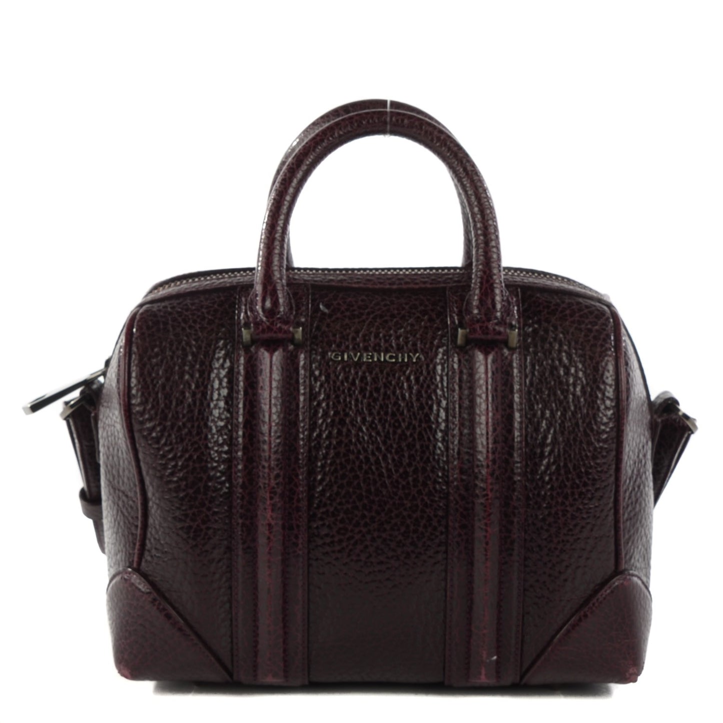 Glazed Pebbled Calfskin Mini Lucrezia Aubergine