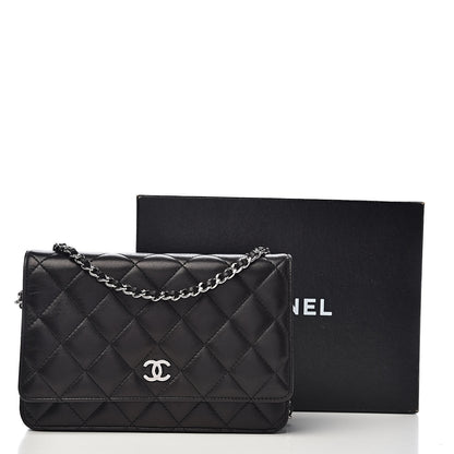 Chanel Lambskin Quilted Wallet On Chain WOC Black 12 of 12