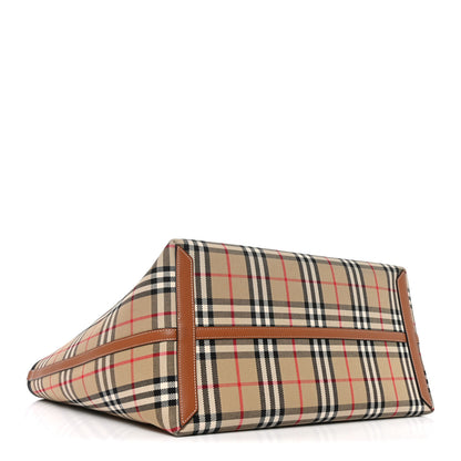 Burberry Cotton Vintage Check Large London Tote Bag Briar Brown Black 5 of 10