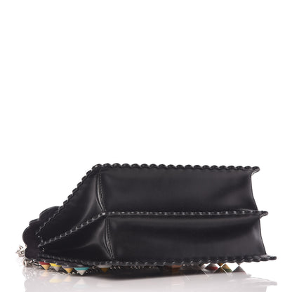 Fendi Vitello Liberty Scalloped Spike Studded Kan I Shoulder Bag Black Multicolor 5 of 10