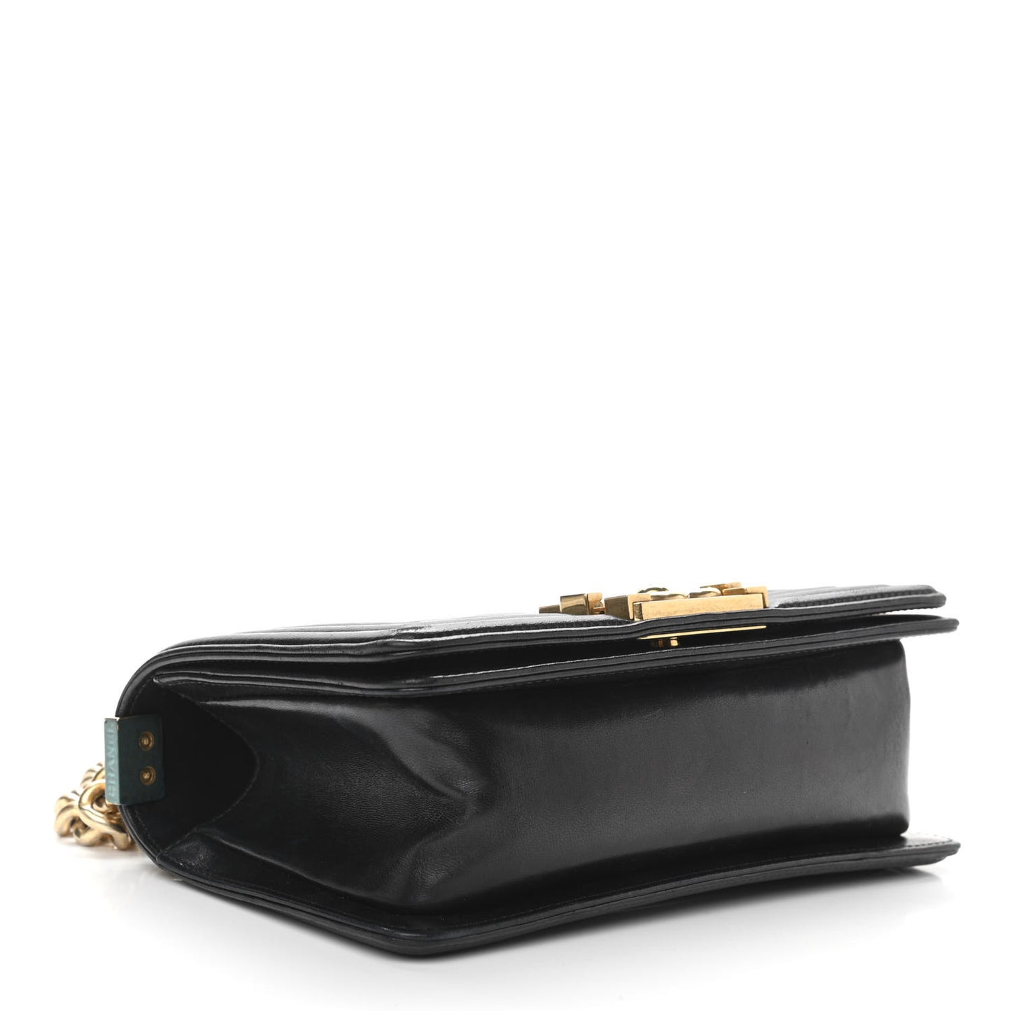 Calfskin Quilted Small Boy Flap Black