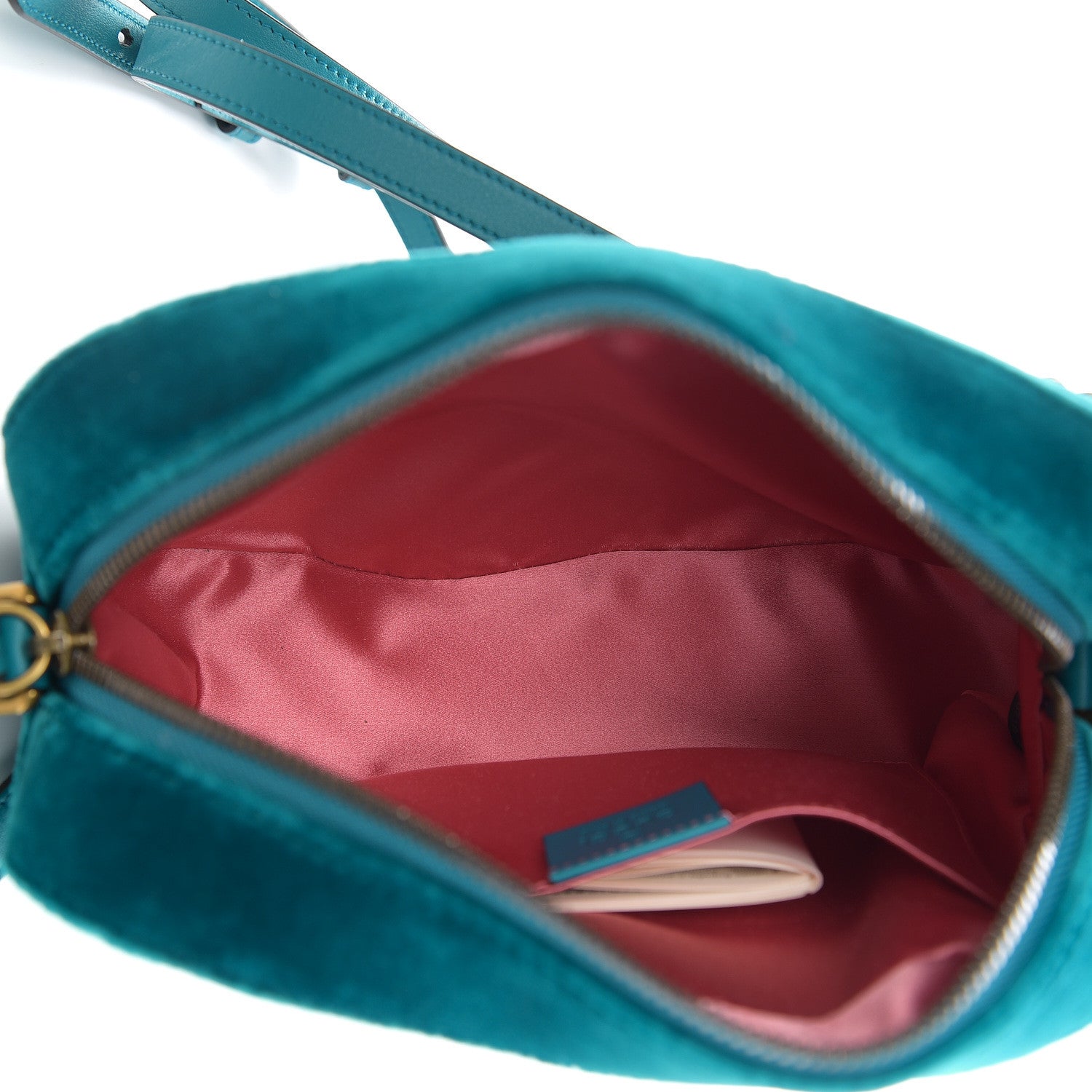 Gucci Velvet Matelasse Small GG Marmont Chain Shoulder Bag Pavone Cyan 4 of 9